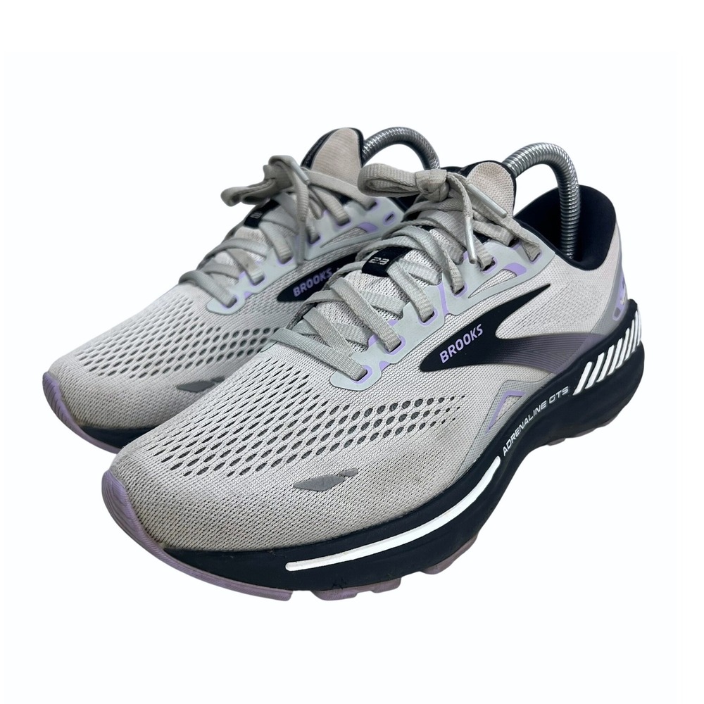 Brooks Adrenaline GTS 23 Womens 8.5 Wide D Grey Purple Running Shoes 1203811D039